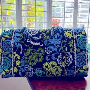 Disney Parks Vera Bradley Where's Mickey Large Blue Green Duffle Tote Bag